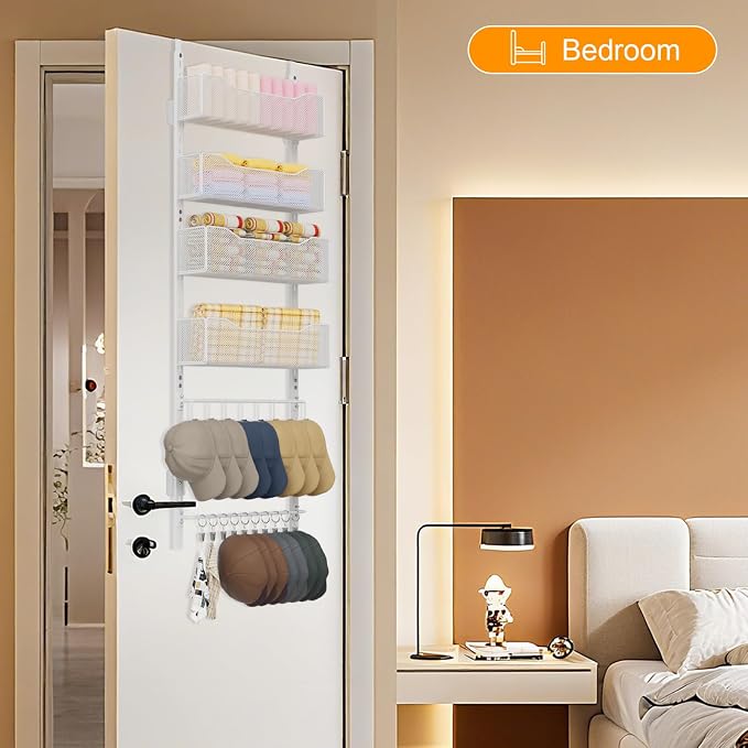 Over the Door Organizer, 2 in 1 Metal Hanging Closet Organizer & Hat Rack - Image 2