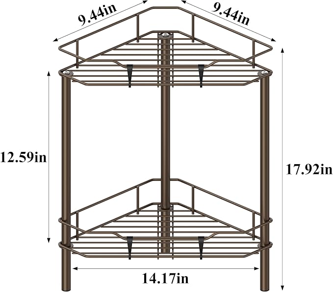 2 Tier Floor Standing Corner Shower Caddy Organizer Shelf - Image 7