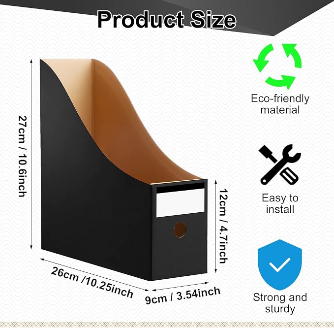 Thenshop 24 Pcs Cardboard Magazine File Holders Magazine Book Bin Box - Image 2