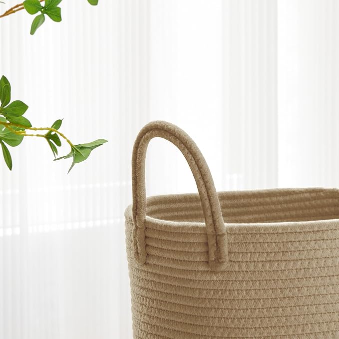 VIPOSCO Large Laundry Hamper, Tall Woven Rope Storage Basket - Image 3