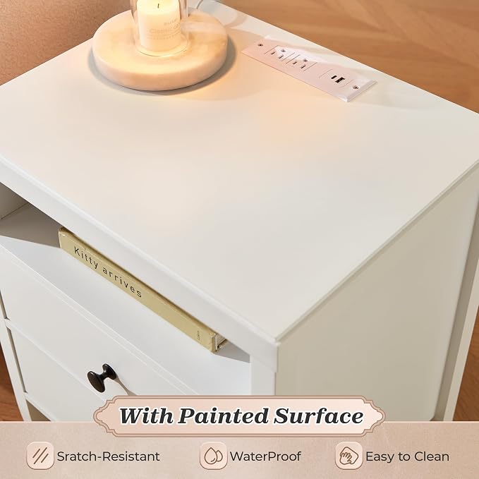 Huuger White Nightstand Set of 2, Night Stand - Image 8