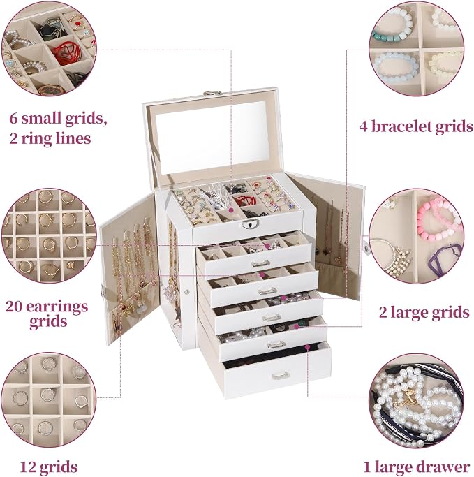 BOOVO Jewelry Box For women, 6 Layer Large Jewelry Organizer - Image 5