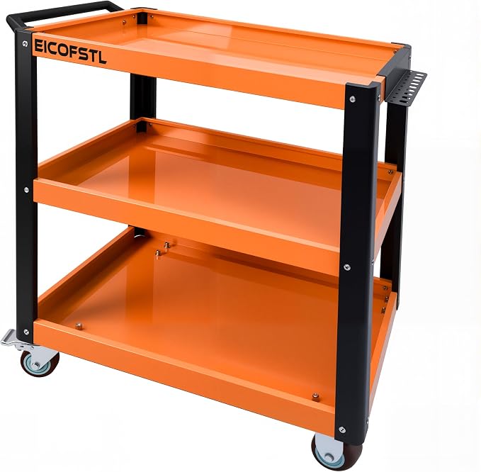 Stainless Steel Tool Cart, Heavy-Duty 3-Tier Alloy Steel Utility Cart by Unknown