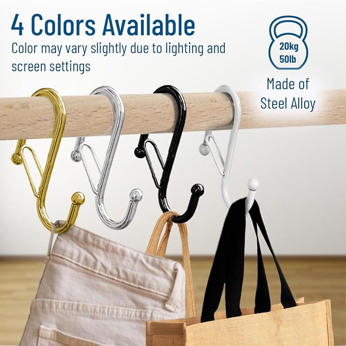 10-Pack Metal S Hooks for Hanging – Heavy-Duty S-Shaped Hooks - Image 6