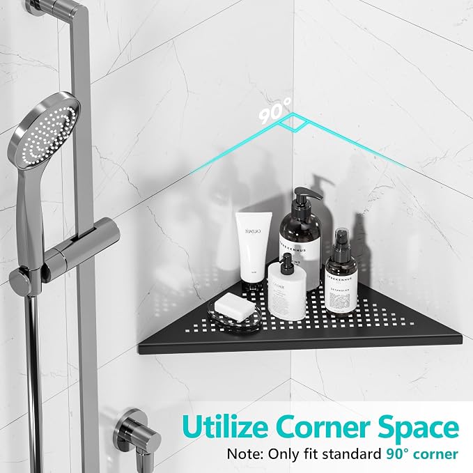 Bathroom Corner Shelf, Recessed 12" Shower Shelf Caddy, SUS304 Stainless Steel - Image 3