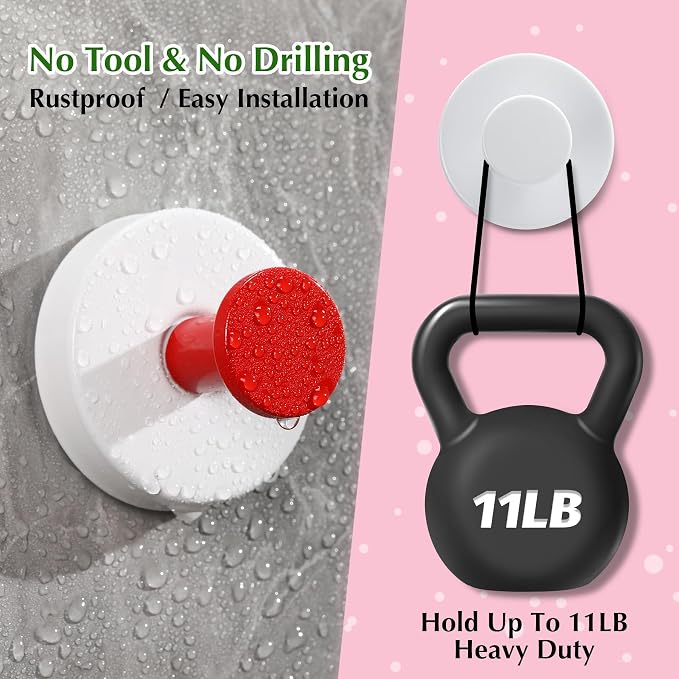 Suction Cup Hooks for Shower No-Drill Bathroom Hooks for Towels, Loofah - Image 5