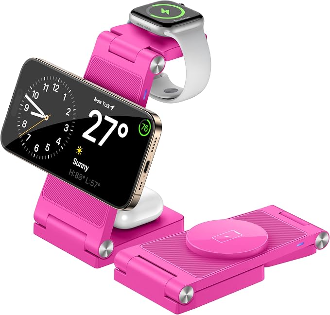 Magnetic Wireless Charger Stand, 3 in 1 Foldable Wireless Charging Station by GEJIUCAI