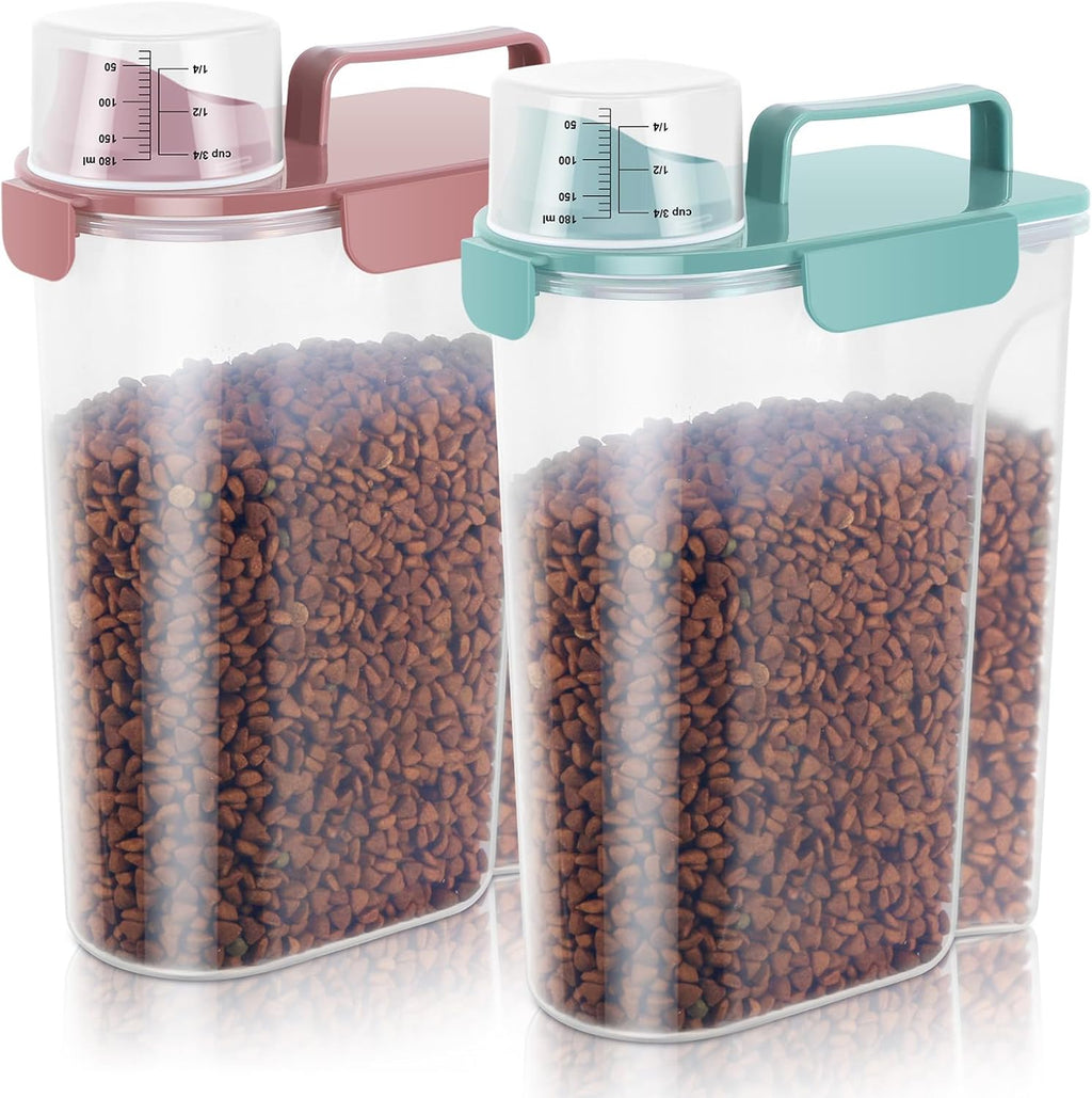 LEAWALK Cat Dog Pet Food Storage Container 5-7Lbs BPA-free (Pink+Blue)