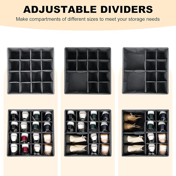 Fabric Shoe Organizer for Closet, Foldable Shoe Storage Bins - Image 2