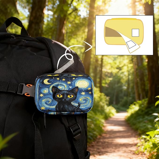 Black Cat Starry Night Pill Organizer Travel Medicine Case - Image 5