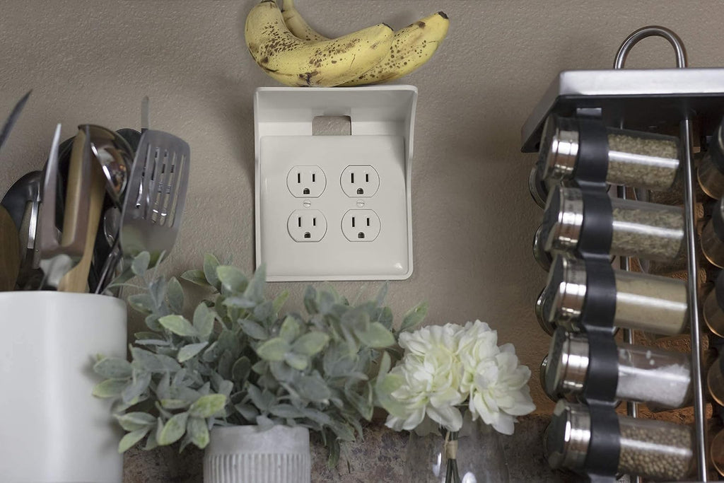 Power Perch Double Outlet Shelf (Almond, 2 Pack)