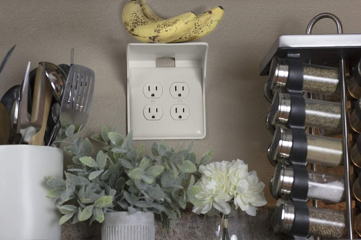 Power Perch Double Outlet Shelf (Almond, 2 Pack)