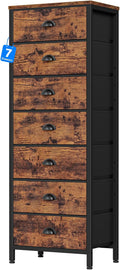 Furnulem Bedroom Dresser with 7 Drawers, Tall Industrial Fabric Chest of Drawers by Furnulem