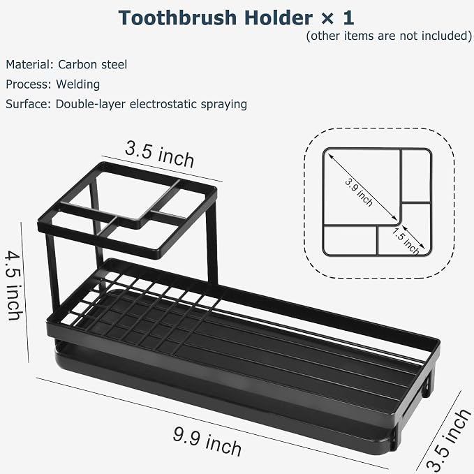 MYITYARD Toothbrush Holders for Bathrooms, 4 Slots Rustproof Metal Tooth - Image 2