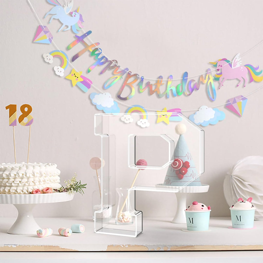 13.8" Acrylic Letter Charcuterie Tray,Fillable Alphabet Box (Letter P)