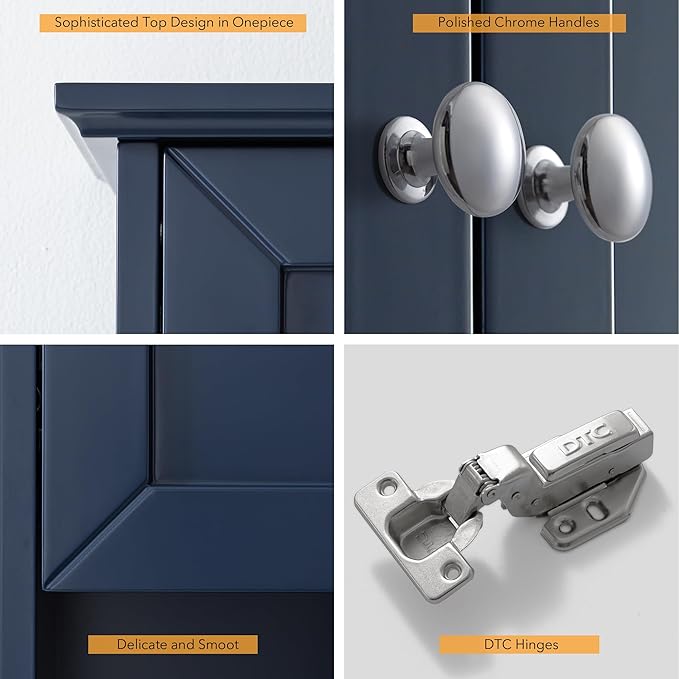Bathroom Wall Cabinet Navy Blue Over Toilet Storage Cabinets 24x30 in Above - Image 4