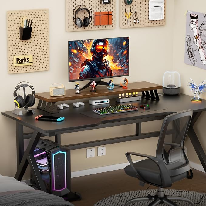 Dual Monitor Stand Riser, 39 Inch Large Wood Monitor Stands - Image 5