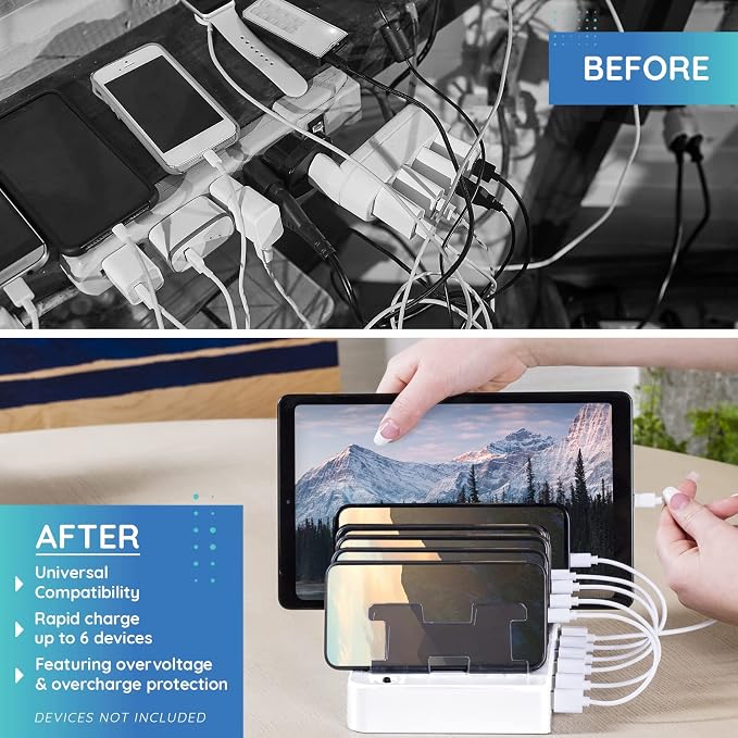 Charging Station for Multiple Devices – 6-Port USB Charging Dock for Apple & - Image 2