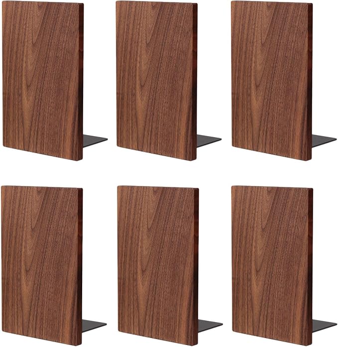Muso Wood Handmade Walnut Book Ends, Non-Skid Bookends by Musowood