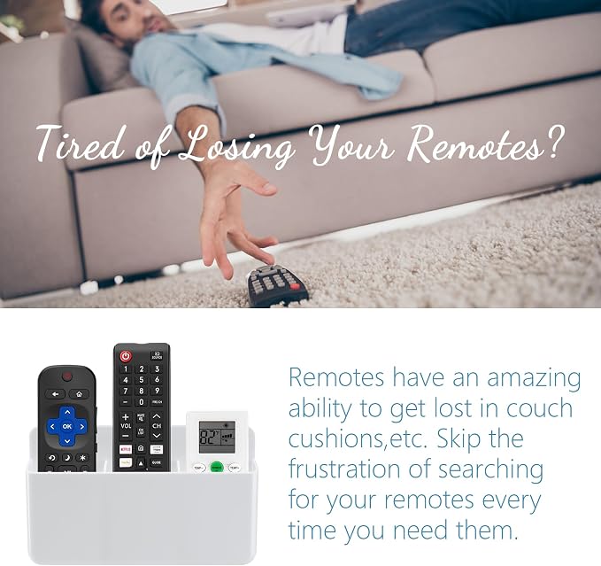 3 Slot Adjustable Remote Control Holder Wall Mount, TV Remote Box Hollow Bottom - Image 3