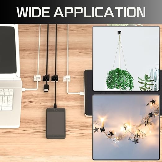 100PCS Cable Clips, Adhesive Wire Clips Strong Cord Clips Wire Holders - Image 4