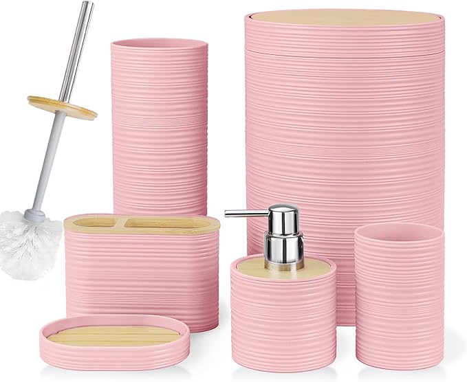 CERBIOR Bathroom Accessories Set 6 Piece Bamboo Bath Ensemble Includes Soap by CERBIOR