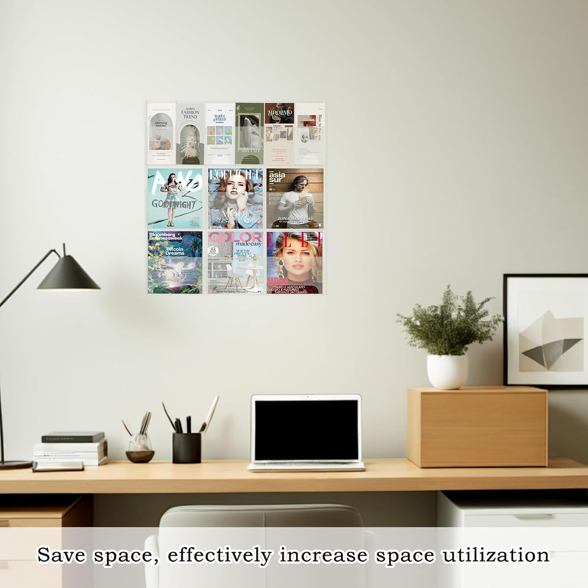 Acrylic Brochure Pamphlet Holder, 6 Magazine Holders and 6 Pamphlet