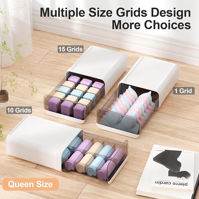 Underwear Organizer Drawer, 10 Cells Plastic Sock Underwear Storage Drawer - Image 3