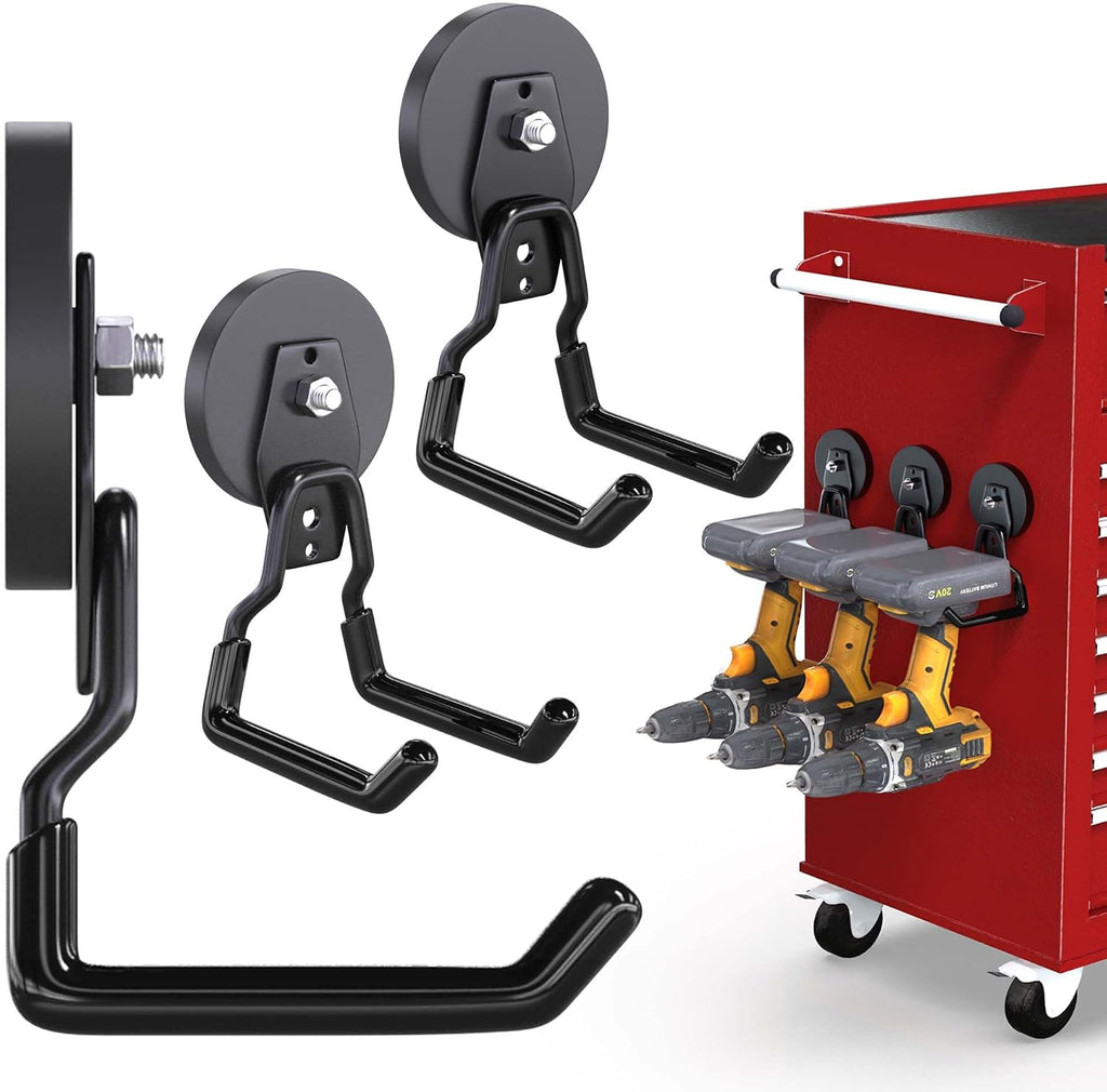 3-H Heavy Duty Magnetic Garage Hooks, 50 lbs, Patented 90° Right-Angle
