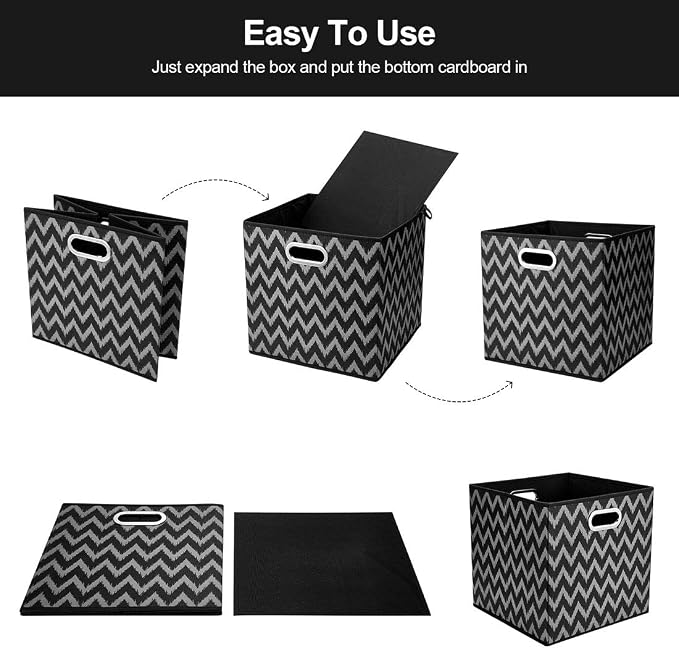 i BKGOO Cloth Storage Bins Set of 4 Thick Fabric Drawers Foldable Cubes Basket - Image 4