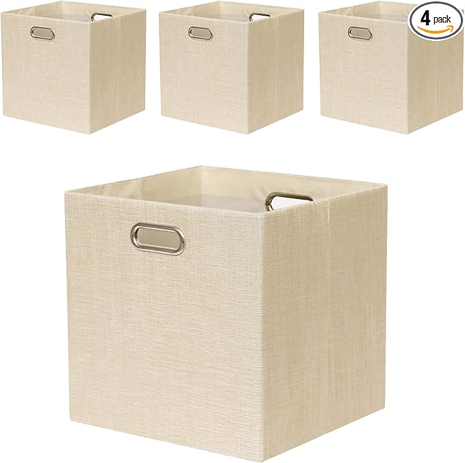 Cube Storage Bins 13×13 Inch Linen Foldable Box by Fboxac