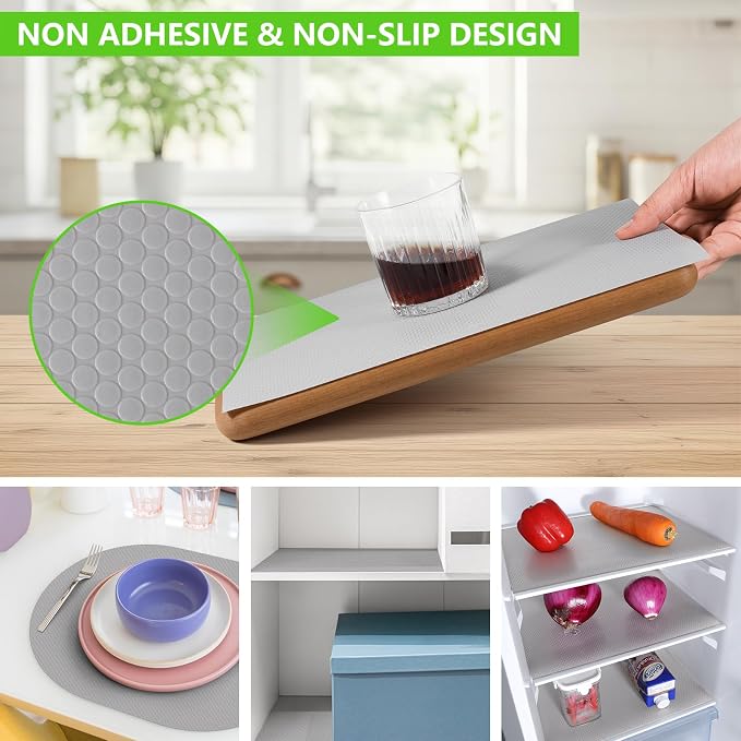 Light Gray Shelf Liners for Kitchen Cabinets Non Adhesive Drawer Liner for - Image 9