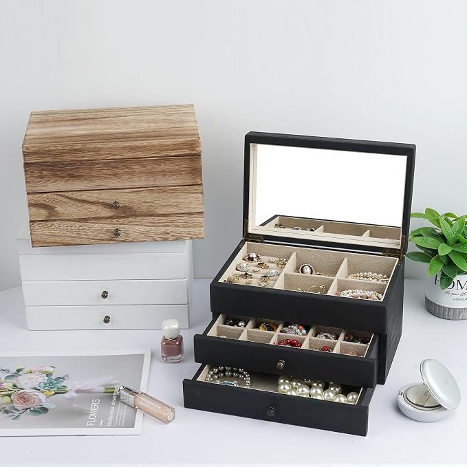 Meangood Jewelry Box Organizer for Women, 3 Layer Large Jewelry Storage Case - Image 2