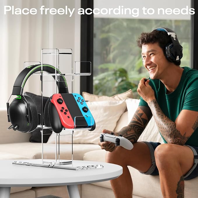 Crpich Acrylic Controller Stand, 3-Tier Headphone and Game Controller Holder - Image 5