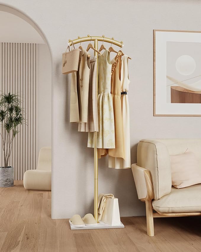 Arcuate Garment Rack, T-shaped Coat Tree Freestanding, Metal Coat Racks - Image 6