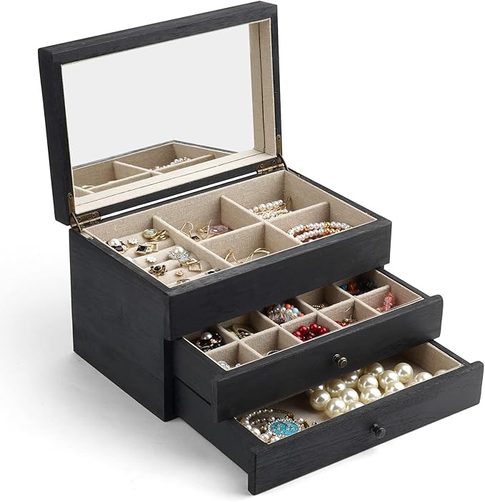 Meangood Jewelry Box Organizer for Women, 3 Layer Large Jewelry Storage Case by Meangood