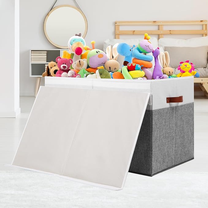 Large Toy Storage Box with Lid, Sturdy Toys Storage Chest Bin Organizer Basket - Image 3