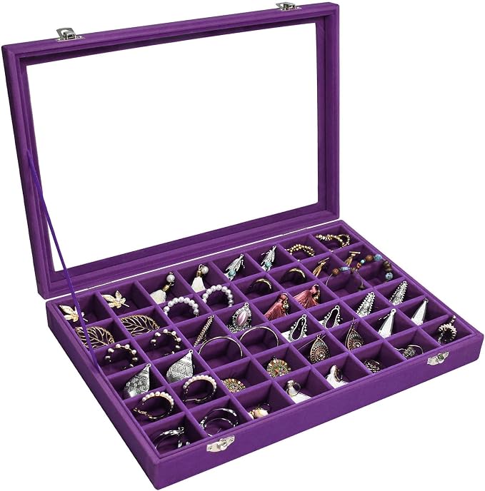 Velvet Jewelry Tray 48 Grid Jewelry Display Tray Organizer Box by Siveit
