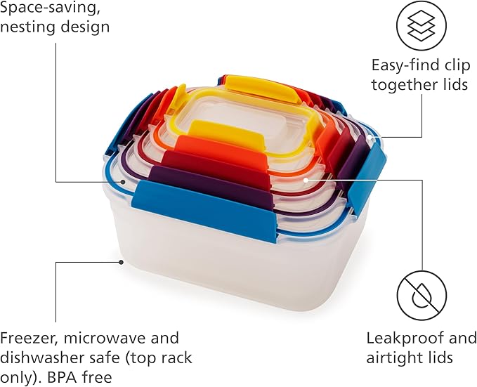 Joseph Joseph Nest Lock Plastic BPA Free Food Storage Container Set - Image 3
