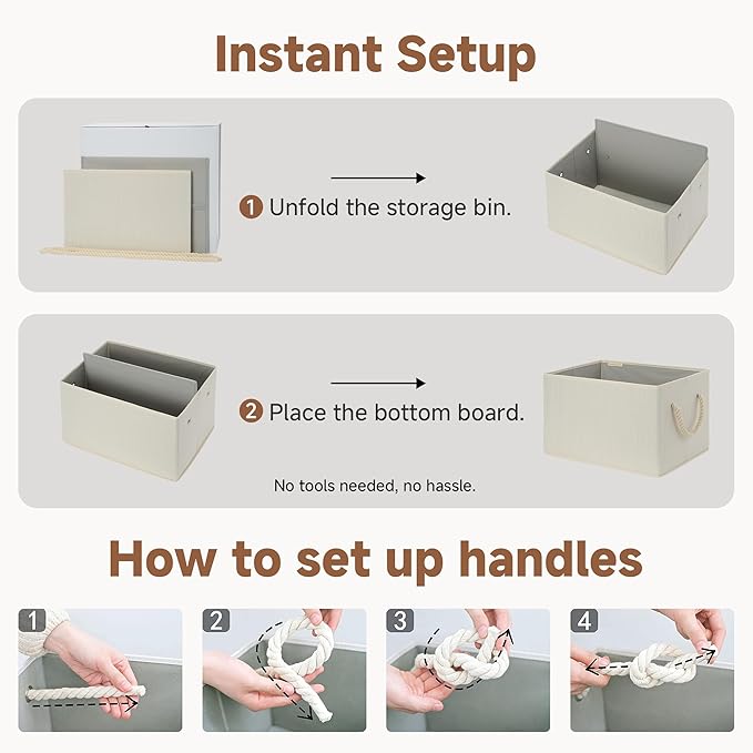 StorageWorks Storage Baskets for Shelves, Foldable Fabric Closet Storage Bins - Image 7