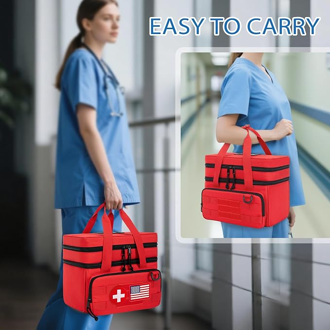 CURMIO Tactical Pill Bottle Organizer Case, Double Layers Medicine Storage Bag - Image 6