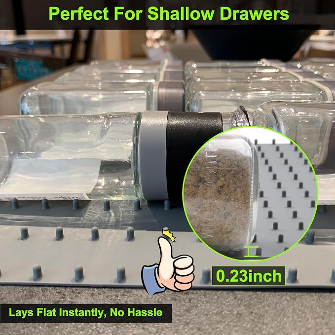 Gosmol Spice Drawer Organizer insert, Adjustable & Non-Slip Silicone Spice - Image 4