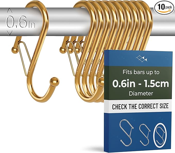 10-Pack Metal S Hooks for Hanging – Heavy-Duty S-Shaped Hooks by BLAUMARIT%C3%89