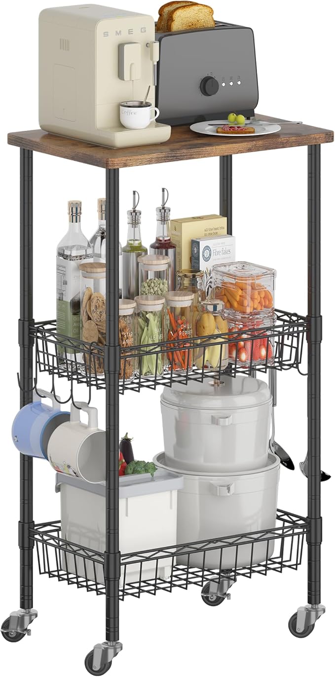 Homeiju Rolling Kitchen Storage Cart, 3-Tier Storage Rack on Caster Wheels - Image 9