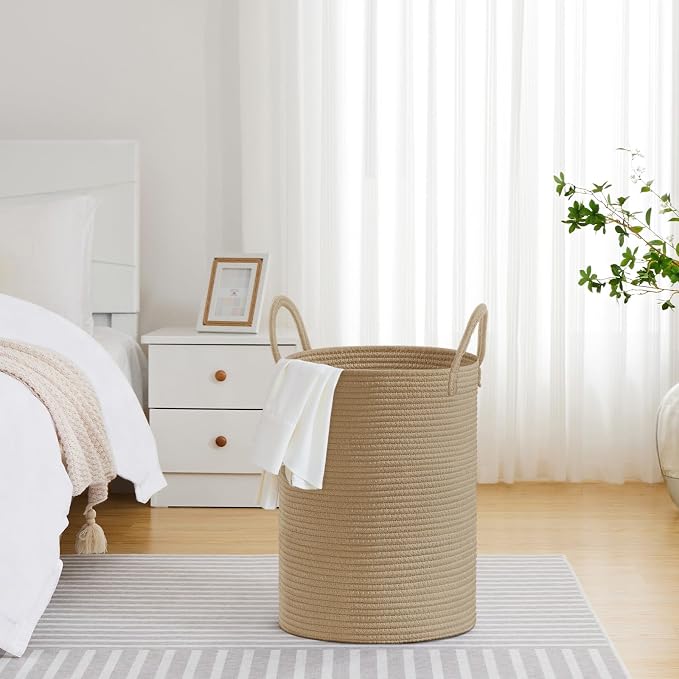 VIPOSCO Large Laundry Hamper, Tall Woven Rope Storage Basket - Image 4
