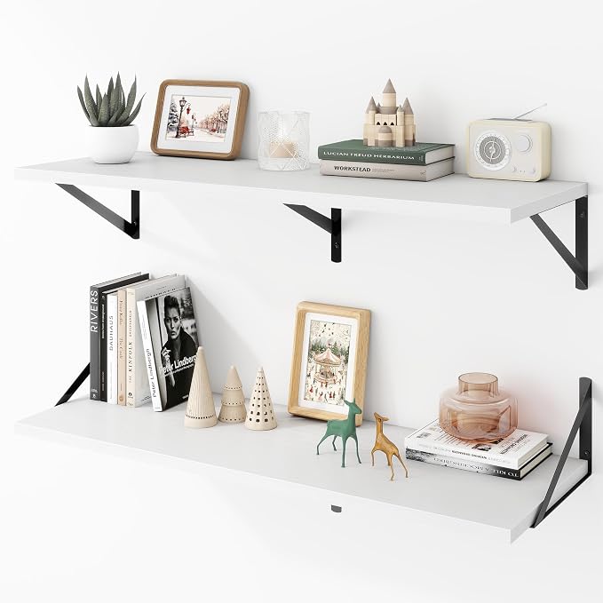 Deep Floating Shelves Wall Mounted, Living Room, Office by Acovy