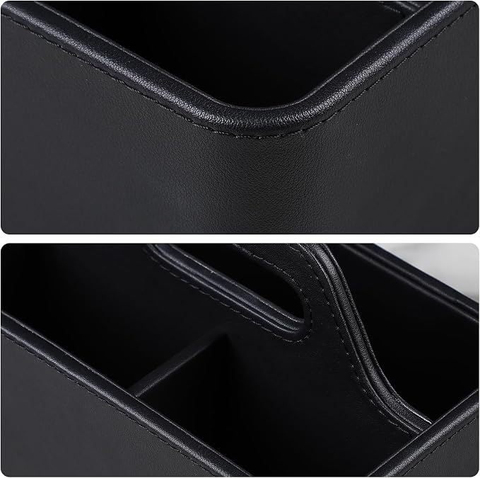 Caddy Organizer with Handle, PU Leather Remote Control Holder Desk Caddy - Image 4