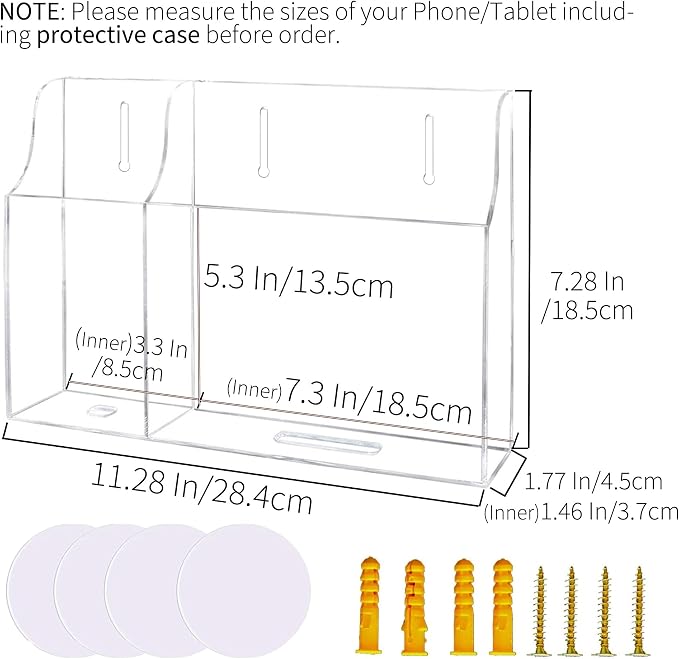 Clear Wall Tablet Holder Acrylic Wall Mounted Phone Holder - Image 2