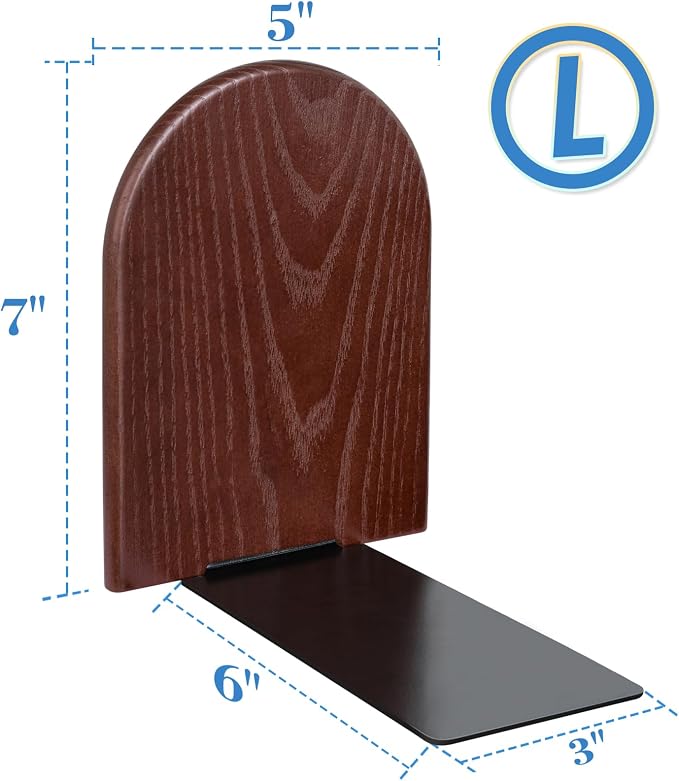 Book Ends, Large Sturdy Wooden Bookends - Image 6