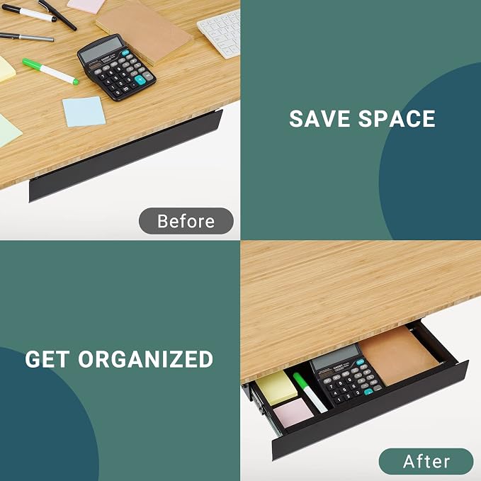 FLEXISPOT Under Desk Pull-Out Drawer Standing Desk Storage Organizer, Sliding - Image 4